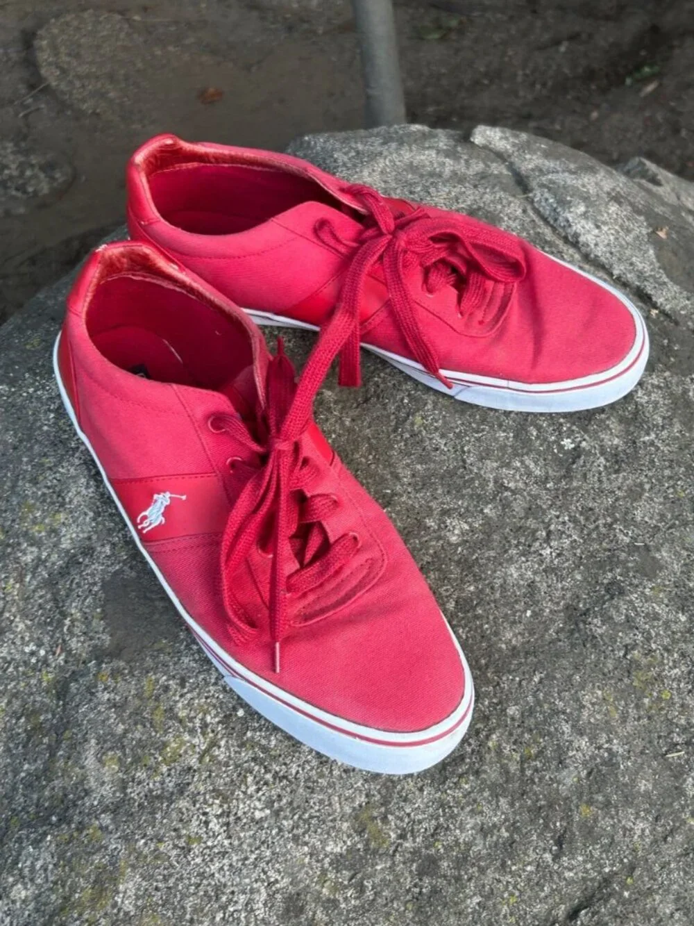 Polo by Ralph Lauren Men’s Hanford Red Canvas Low-Top Sneakers Size 11.5